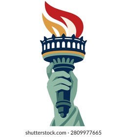 Statue of Liberty torch illustration representing freedom democracy and American heritage