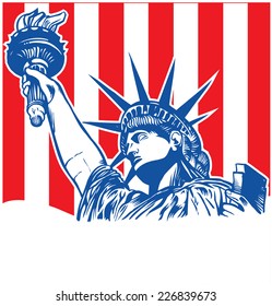 statue liberty and torch flag background