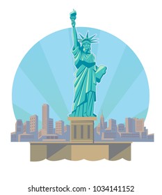 Statue of Liberty United States of America landmark New York City skyline Isolated vector illustration