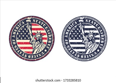 Statue Liberty united states of america vintage vector design