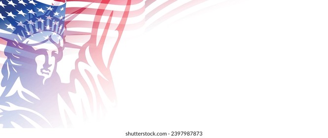 Statue of liberty, and United states of america, usa Empty, blank, copy space background on white background. Vector illustration.