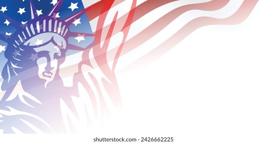 Statue of liberty, and United states of america, usa Empty, blank, copy space background on white background. Vector illustration.