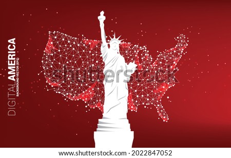 Statue of Liberty and United States map from Polygon dot connect line. Concept for America digital network connection.