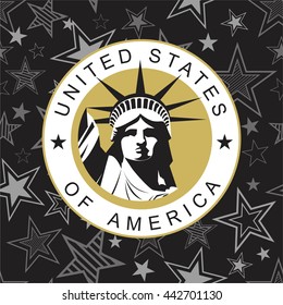 Statue of Liberty in the United States on the background seamless pattern