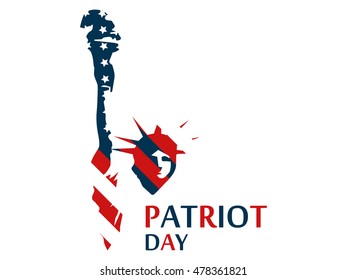 Statue of Liberty in the US flag colors. Patriot Day. Vector illustration.