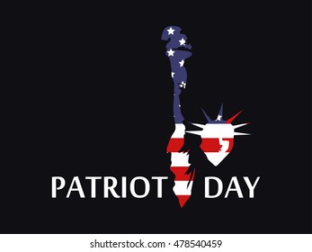 Statue of Liberty in the US flag colors. Patriot Day. Vector illustration.