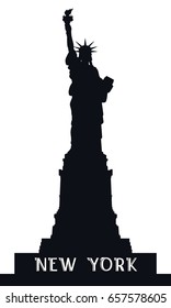 
Statue of Liberty. USA. Black silhouette shadows. Monument sculpture in New York. The national symbol of America. Illustration on a white background. Use for corporate accounting, marketing, logo
