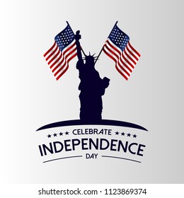 Statue Of Liberty with USA flag, USA independence day