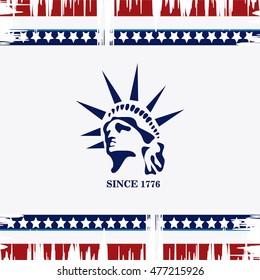 statue of liberty usa flag landmark patriotic united states of america icon. Colorful and grunge design. Vector illustration