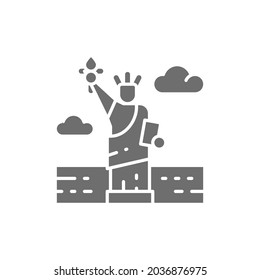 Statue of Liberty, USA, landmark grey icon.
