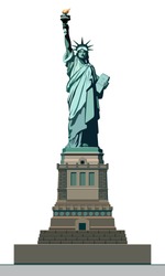 Statue Of Liberty. USA. Monument Sculpture In New York. The National Symbol Of America. Illustration On A White Background. Use The Presentation Of Corporate Reporting, Marketing, Line, Logo Vector