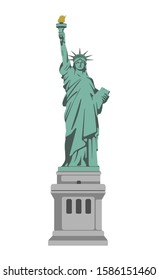 Statue of liberty - USA, New York / World famous buildings vector illustration.