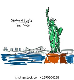 Statue of liberty. USA. Vector illustration. 