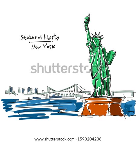 Statue of liberty. USA. Vector illustration. 