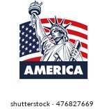 Statue of Liberty, USA,map, flag and symbol