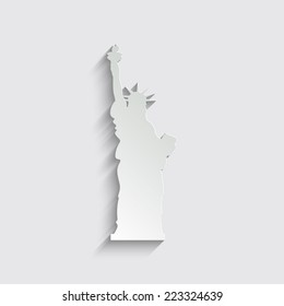 Statue Of Liberty Vector Black Silhouette icon with shadow on a grey background