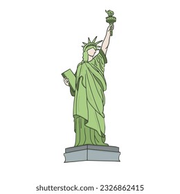 Statue of liberty. vector cartoon hand drawn flat style.