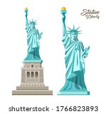 The Statue of Liberty vector, Liberty Enlightening the World, in the United States, collection design isolated on white background, illustration