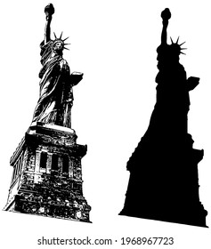 Statue of Liberty Vector illustration in black on white 