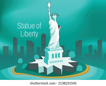 Dibujo De Ilustración Del Vector De La Estatua De La Libertad. 