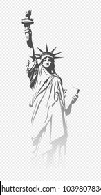 The Statue of Liberty. Vector illustration. Isolated on a white background.