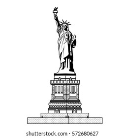 The Statue of Liberty. Vector illustration isolated on white background