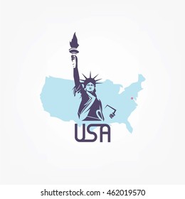 The Statue of Liberty. Vector Illustration on white background