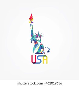 The Statue of Liberty. Vector Illustration on white background