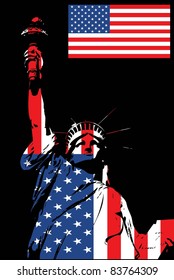 Statue of Liberty vector illustration on the black background