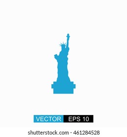 Statue Of Liberty vector. Isolated blue icon on white background.