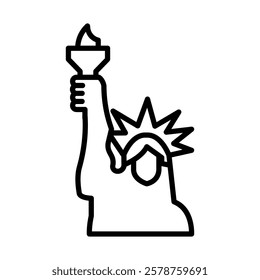 Statue of Liberty Vector Line Icon Design