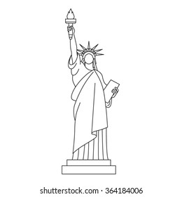 Statue of liberty, vector line icon.