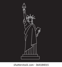 Statue of liberty, vector line icon.