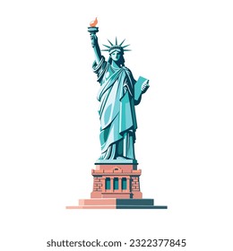 Estatua del vector de la libertad, Logo y diseño de iconos. aislado de fondo blanco. Vector de la Estatua de la Libertad de Nueva York.