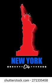 Statue Of Liberty Vector red Shadows Silhouette