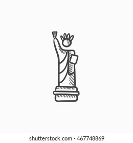 Statue of Liberty vector sketch icon isolated on background. Hand drawn Statue of Liberty icon. Statue of Liberty sketch icon for infographic, website or app.