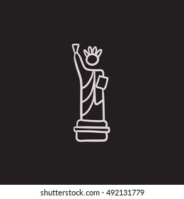 Statue of Liberty vector sketch icon isolated on background. Hand drawn Statue of Liberty icon. Statue of Liberty sketch icon for infographic, website or app.
