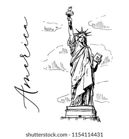 Statue Of Liberty Vector Sketch Illustration