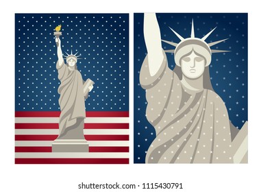 Statue of Liberty vector vintage design for 4th of July USA Independence day  - statue of liberty beautiful details poster illustration