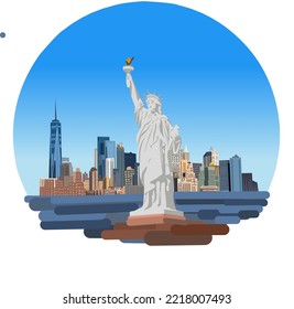 statue of liberty view, new york city landscape