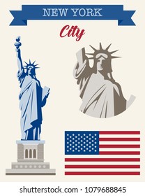 Statue of Liberty. World landmark. American symbol. New York city. Vector illustration