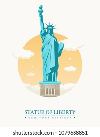 Statue of Liberty. World landmark. American symbol. New York city. Vector illustration