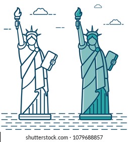 Statue of Liberty. World landmark. American symbol. New York city. Vector illustration