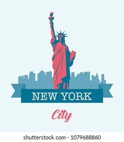 Statue of Liberty. World landmark. American symbol. New York city. Vector illustration