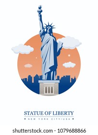 Statue of Liberty. World landmark. American symbol. New York city. Vector illustration