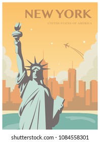 Statue of Liberty. World landmark. American symbol. New York city. Vector illustration