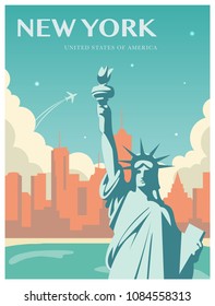 Statue of Liberty. World landmark. American symbol. New York city. Vector illustration