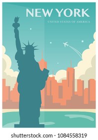 Statue of Liberty. World landmark. American symbol. New York city. Vector illustration