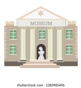 The statue is located in front of the museum.