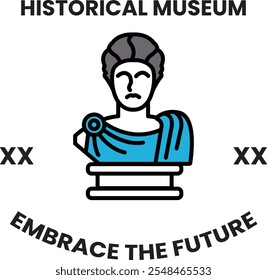 A statue of a man with a blue robe and a blue cape. The statue is surrounded by a white background. The image is titled Historical Museum